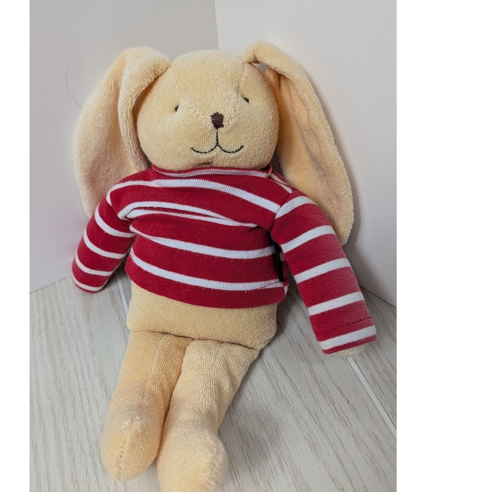 Polarn O Pyret Bunny Rabbit Plush Yellow Tan Red White Striped Shirt  FADED READ